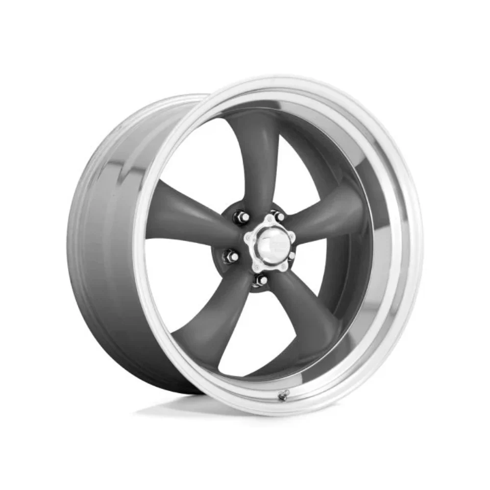 AMERICAN RACING VN215 CLASSIC TORQ THRUST II 1 PC Mag Gray Center Polished Barrel